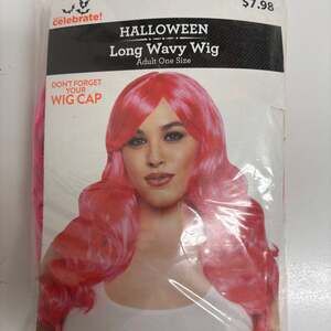 Magik Wig Collection Neon Hot Pink Long Curly Adult Costume Wig